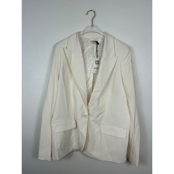 Zadig & Voltaire NWT Single Breasted Voyage Crepe Blazer Cream Sz 42 - Picture 3 of 7